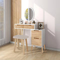 YU YUSING Coiffeuse 2 en 1 avec Table de Chevet Mobile – gris/beige