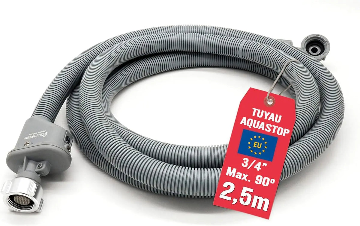 Tuyau Aquastop 2,5 m Machine à Laver Lave Vaisselle Flexible Sécurité – gris