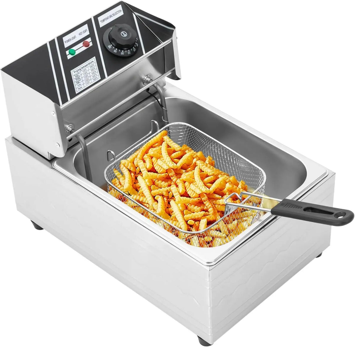 Friteuses À Bain D'Huile – 2500 W, 6 L, 30*45*28 cm, 50 Hz, argenté