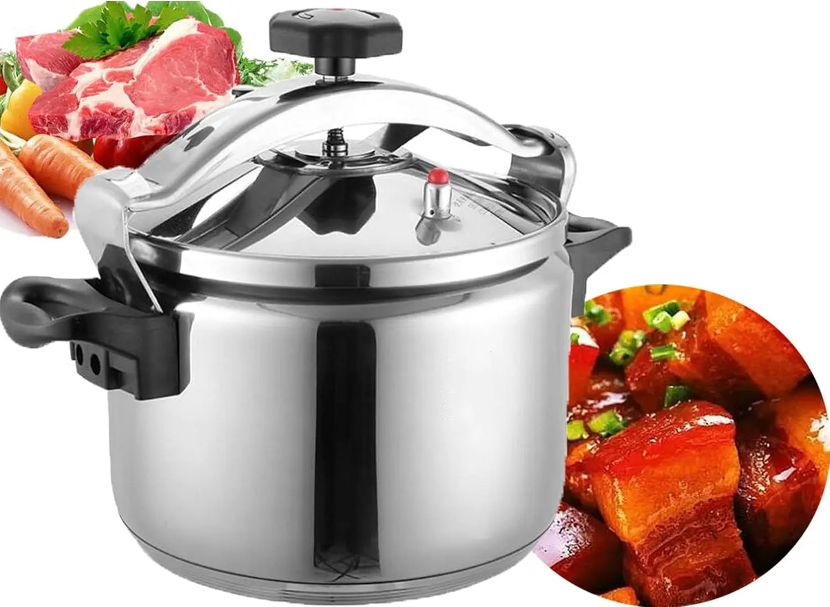 Commerciaux en acier inoxydable 304 de grande capacité Compatible induction 25 litres Couvercle Easy-Lock – argenté