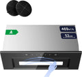 CIARRA CBCB5931B Hotte Aspirante Encastrée 52cm -Contrôle Gestuel & Tactile – 469 m³/h / 606 m³/h, 20 kWh, gris/noir