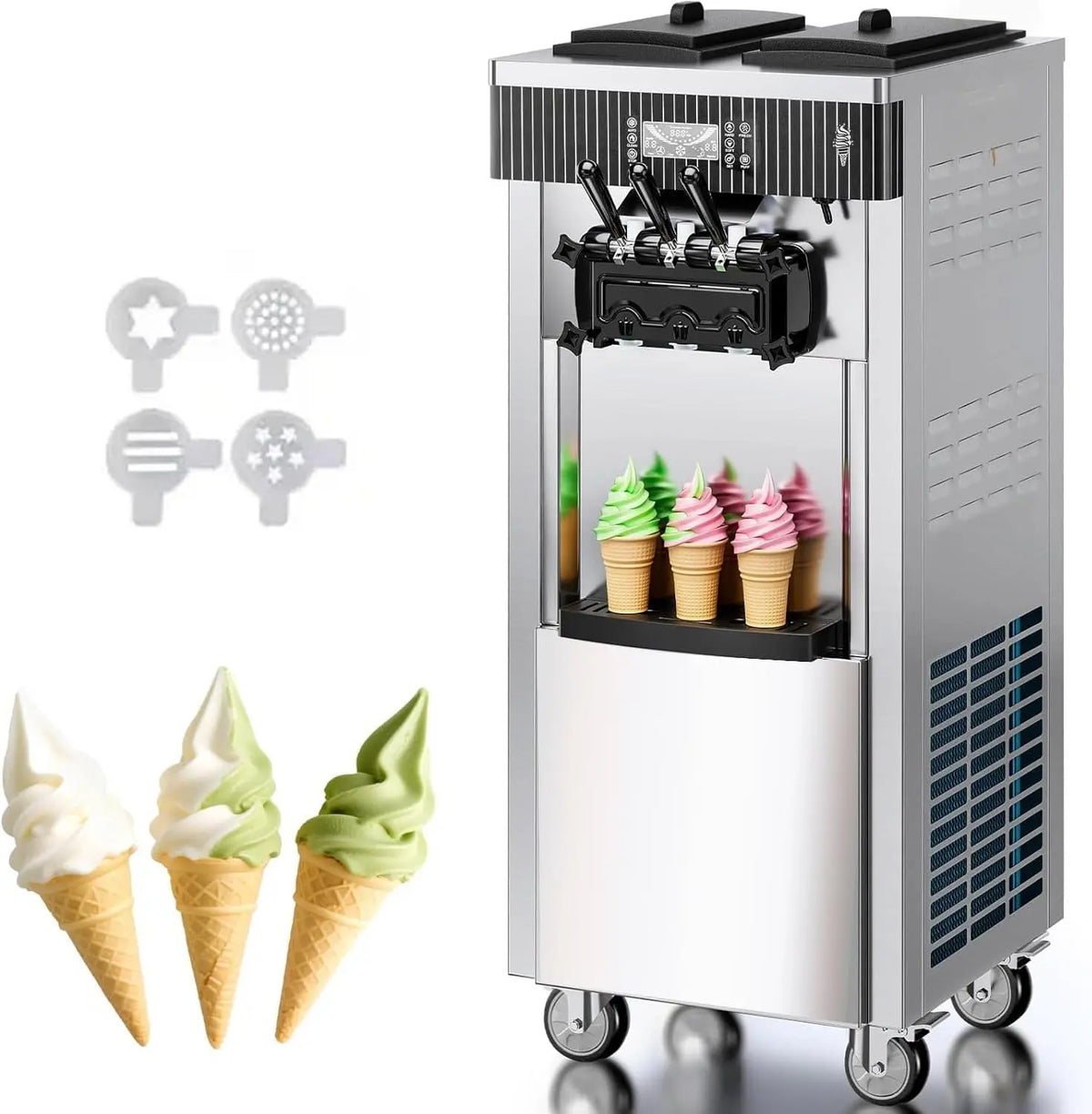 Machine à Crème Glacée Commerciale 20-28L/h 2200W 3 Saveurs