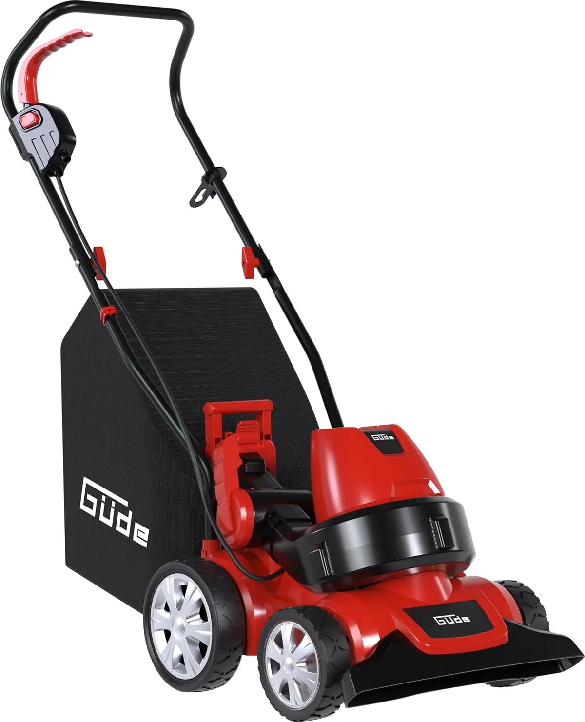 Güde Aspirateur à feuilles GFLS 1601 3 en 1,1600 W – 45 litres, 840 m³/h, noir/gris/rouge