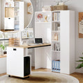Sweiko Bureau Pliable d'angle avec Rangement intégré – gris/beige