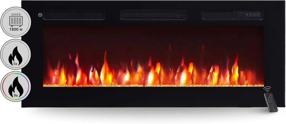 BALDERIA Cheminée électrique Leif 40 Pouces appareil de chauffage – 2000 W, noir
