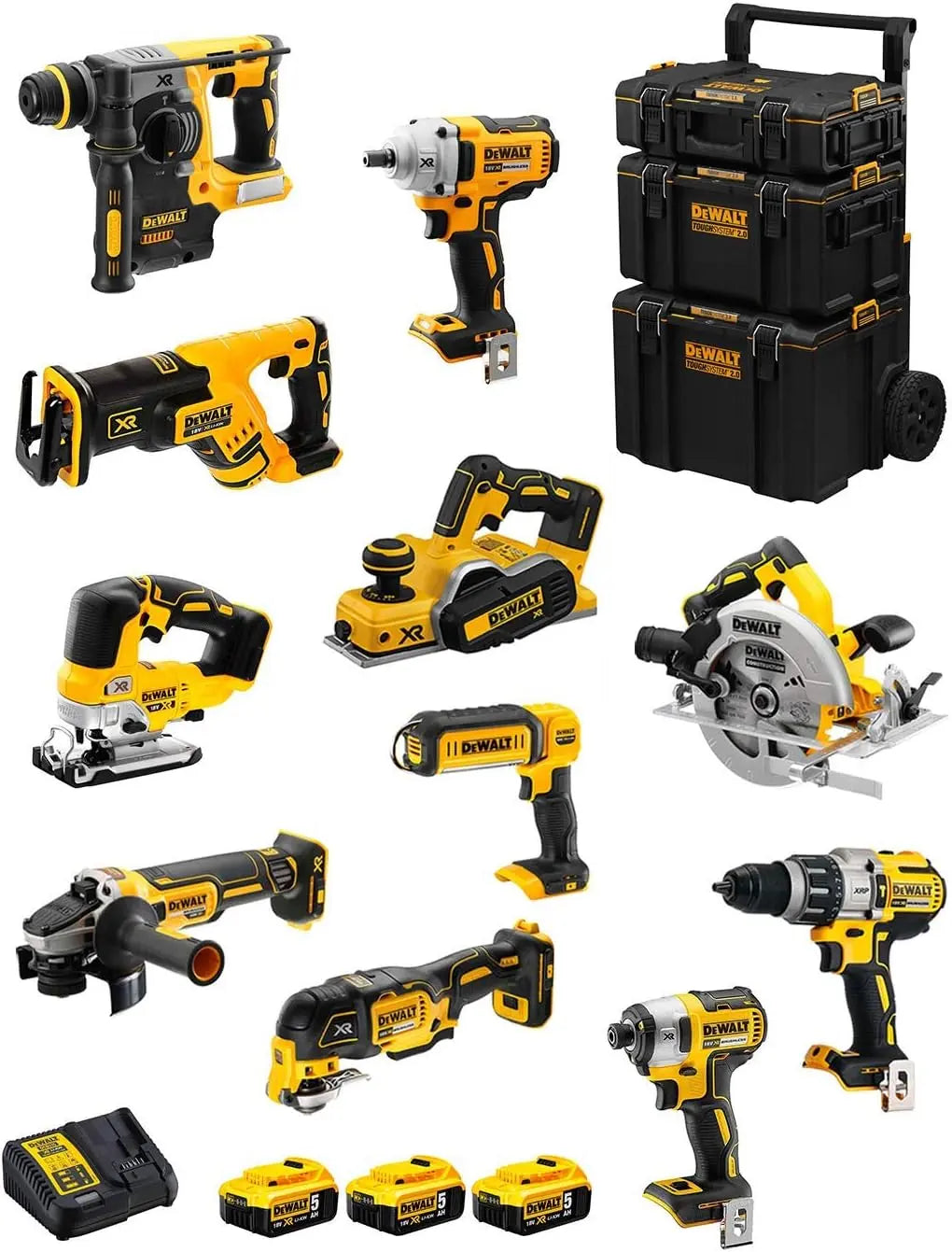 DeWALT Kit DWK1101 DCD996 + DCH273 + DCG405 + DCF887 + DCF894 + DCS334 + DCS570 + DCS355 + DCP580 + – gris/noir