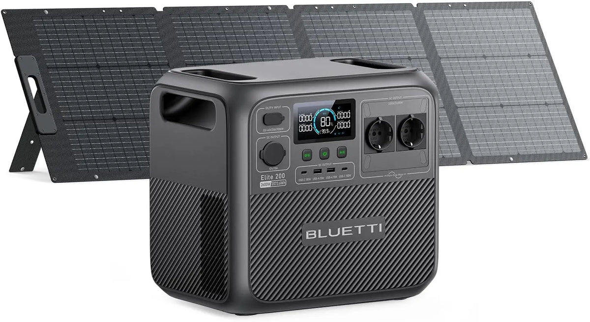 BLUETTI Elite 200 V2 + 200W 2073Wh & 2600W Générateur Électrique portable – 200 W / 2600 W, gris
