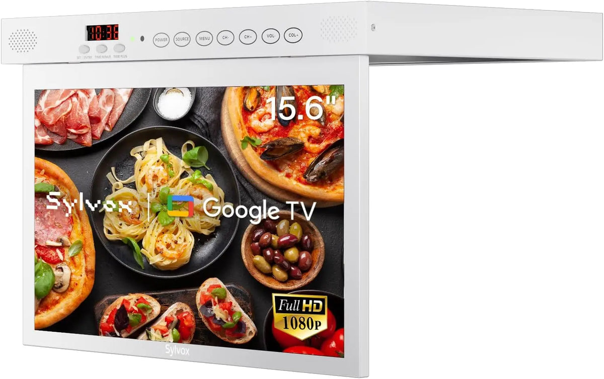SYLVOX 15.6' Google téléviseur de Cuisine Rabattable sous Meuble - 1080P FHD – noir