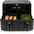 Princess Friteuse à Air Double Panier avec Panneau Numérique – 2700 W, 11 L / 6,5 L, noir/gris