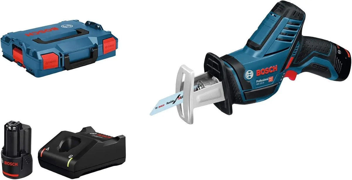 Bosch Professional 12V système scie sabre sans-fil GSA 12V-14 capacité de coupe bois/profilés en métal – 3,0 Ah, bleu/noir/gris