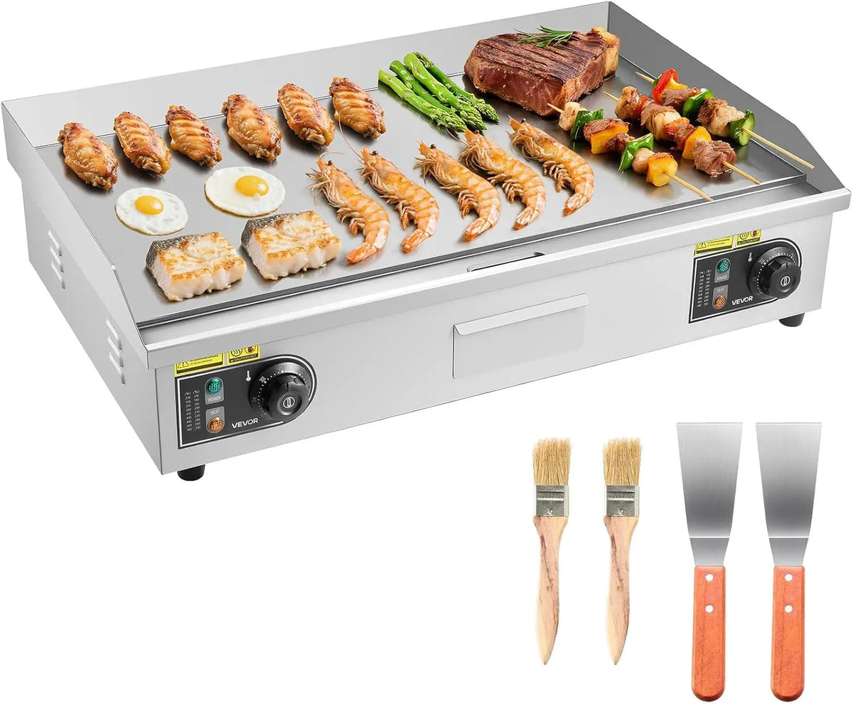 VEVOR Plancha Électrique Commerciale 725x400 mm – 4400 W, argenté
