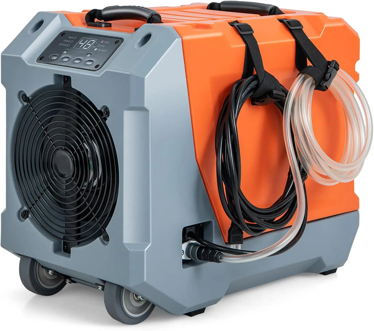 COSTWAY Déshumidificateur Commercial 85L/Jour avec Pompe 2 Roues Orange