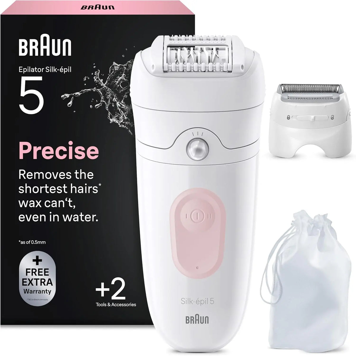 Braun Epilateur Electrique Femme Silk Epil 5,5-030 – blanc/rose