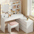 VASAGLE Coiffeuse avec Miroir LED et Tabouret Ensemble – gris/beige