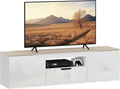 HOMCOM Meuble téléviseur 160 cm avec 2 Portes – gris/orange/blanc