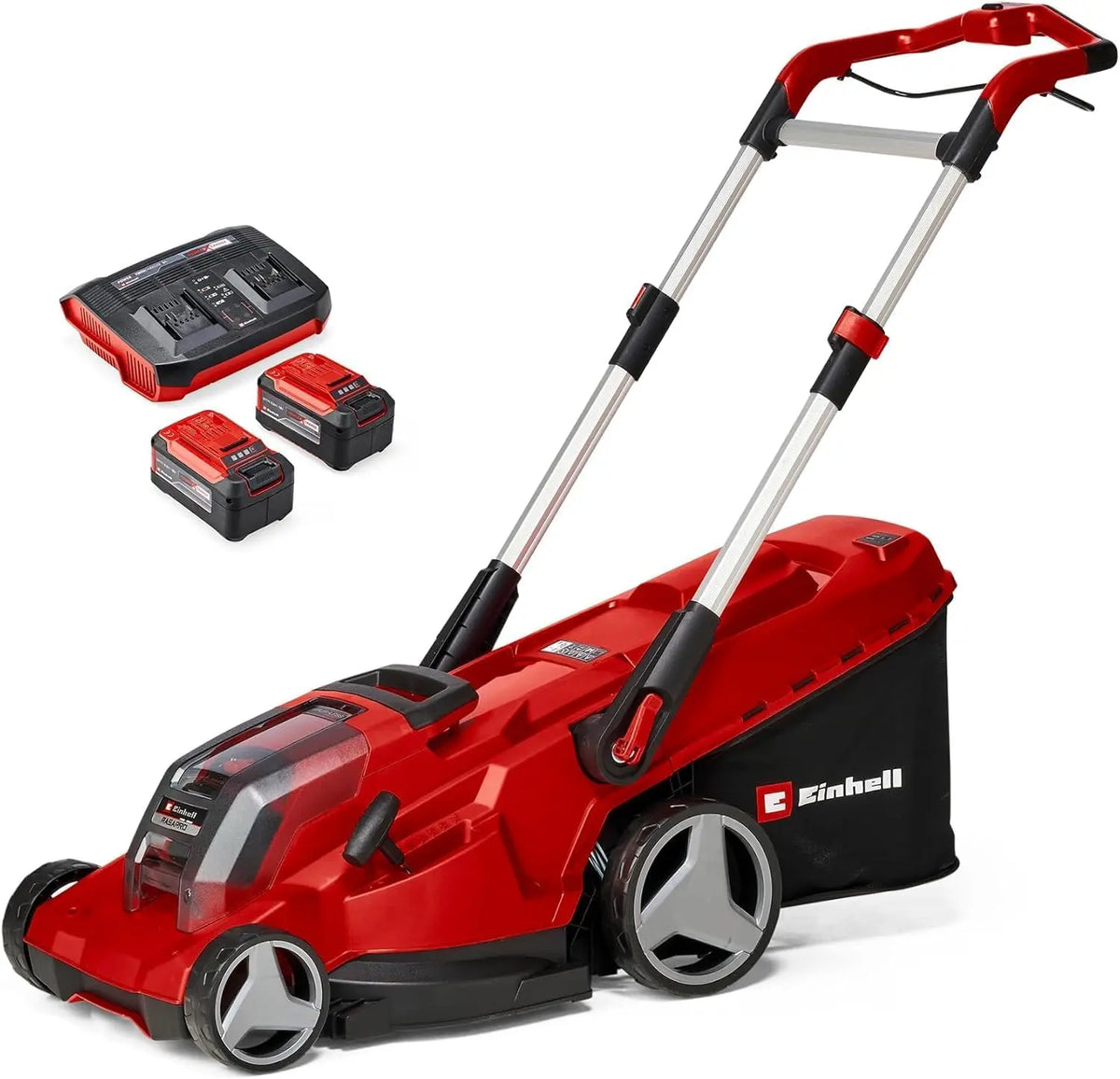 Einhell Tondeuse à Gazon sans Fil RASARRO 36/42 Kit 2x5,2 Ah – rouge/gris/noir
