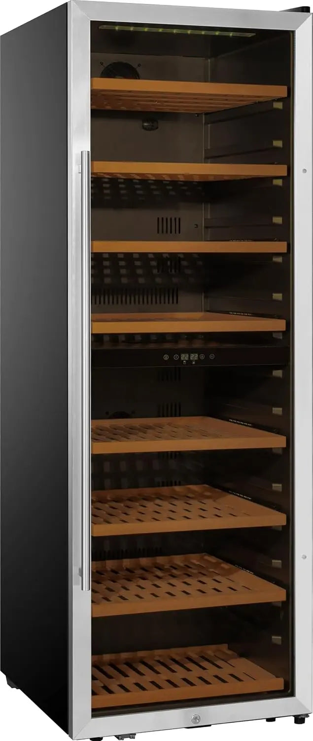 METRO Professional Cave à vin GWC1171D – 59,5 x 69 x 173,7 cm, 171 bouteilles, noir/argenté