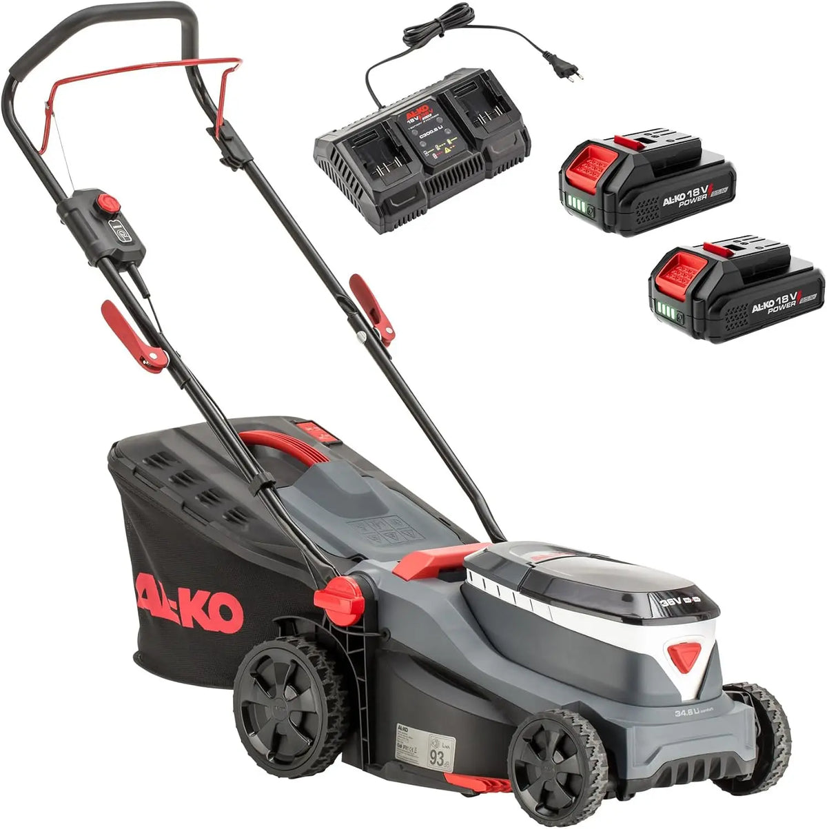 AL-KO Tondeuse à Gazon sans Fil 34,6 Li Comfort – 2,5 Ah, gris/noir