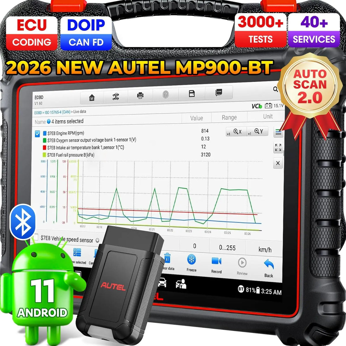 Autel MaxiPRO MP900BT: Codage ECU équipement réseau – gris/noir