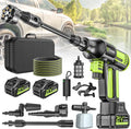Highsam Pressure Washer Nettoyeur Haute Pression sans Fil 4 Vitesses Max. 120 Bar avec 2 Batteries 4,0 Ah – 600 l/h, gris/beige