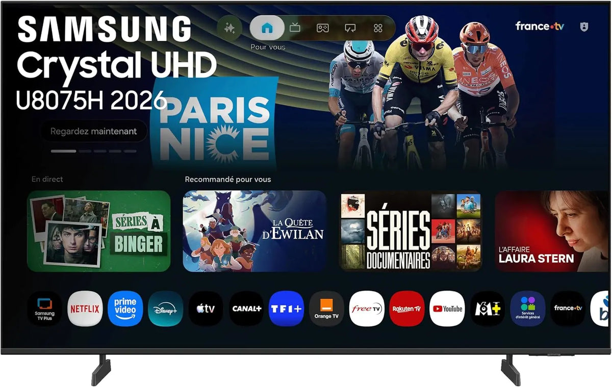 Samsung téléviseur 50U8075H Crystal UHD 4K 50 pouces 125 cm téléviseur connecté 2026 – noir