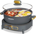 Dezin Hot Pot électrique avec séparateur casserole ou autocuiseur – 1350 W, 6 L, gris
