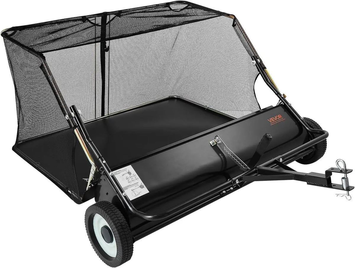 VEVOR Balayeuse à Gazon Tractée – 174 x 142 x 71 cm, gris/noir