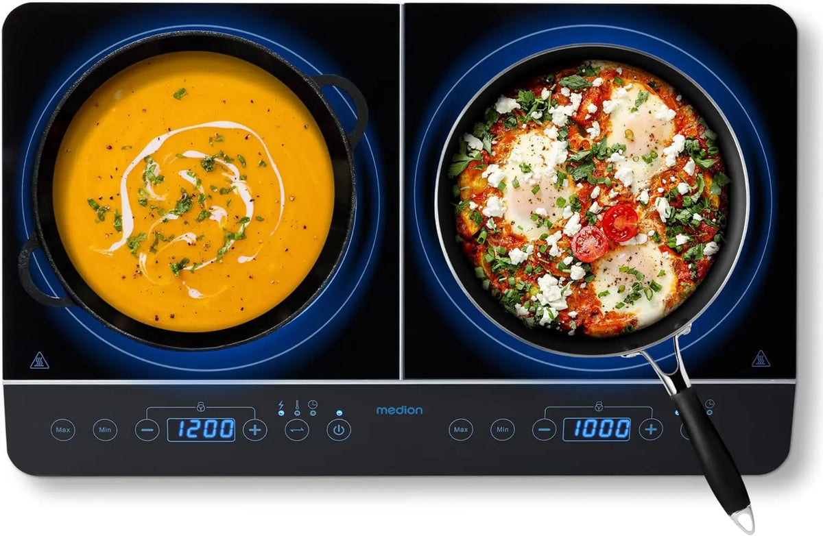 MEDION Plaque de cuisson double à induction 3500 Watt – MD15324, 3,500 watts, noir