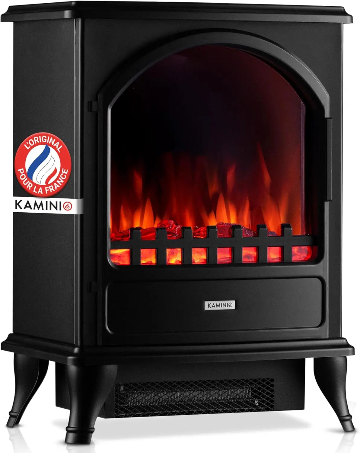 KAMINIO Leni Cheminée électrique avec Chauffage Noire [poêle décoratif] – 1800 W