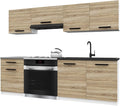 Belini Italia 1 Meuble Cuisine Linéaire 180cm Chêne Sonoma – beige/gris