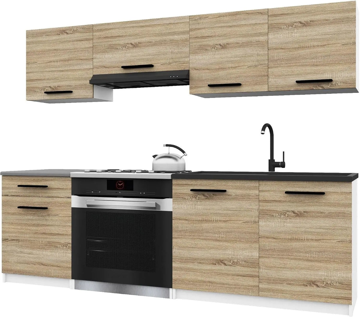 Belini Italia 1 Meuble Cuisine Linéaire 180cm Chêne Sonoma – beige/gris