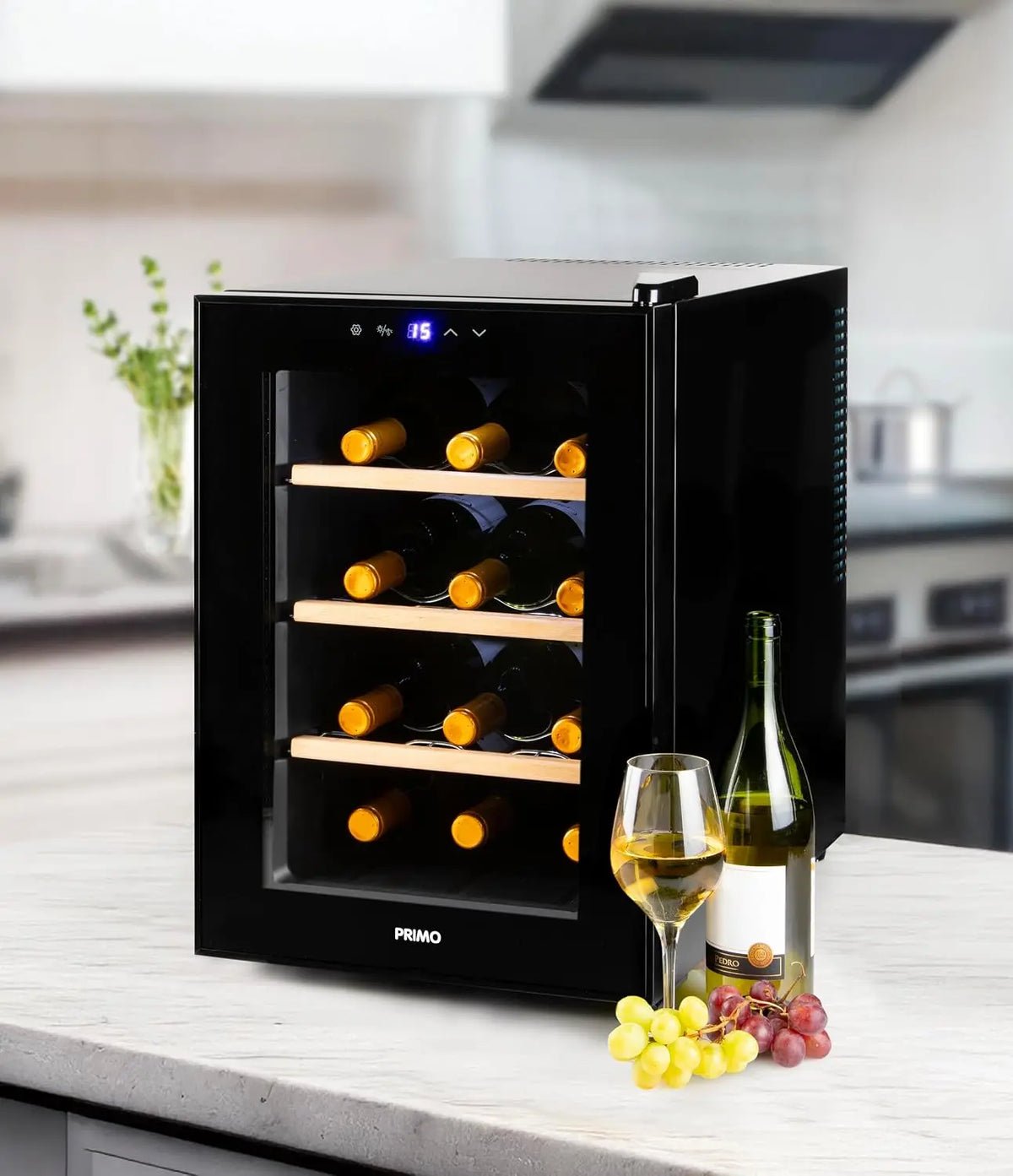 PRIMO PR190WK Cave à Vin – 77 kWh, 12 Bouteilles, noir