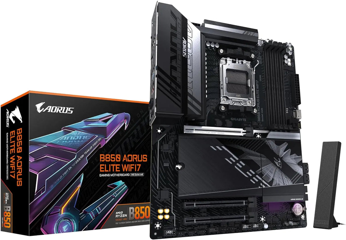 GIGABYTE B850 AORUS Elite WIFI7 Carte Mère - AMD Ryzen 9000 Series CPUs – 8200 MHz, noir/gris