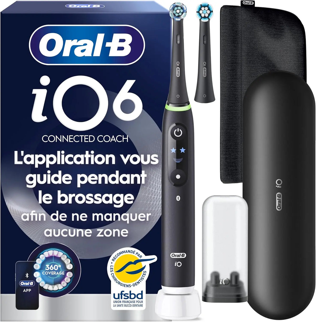 Oral-B Brosse à Dents Electrique iO 6,2 Brossettes de Rechange – noir