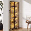 Merax Vitrine en verre LED 62x35x160 cm – gris