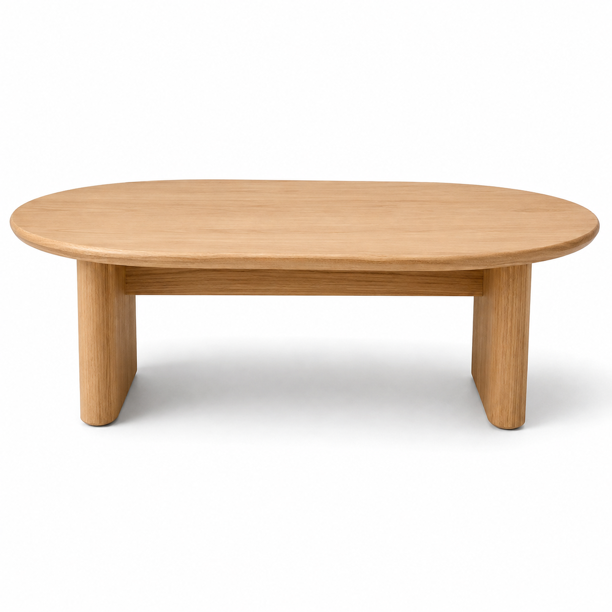 Table basse ovale en chêne naturel style Japandi 120x60x40 cm