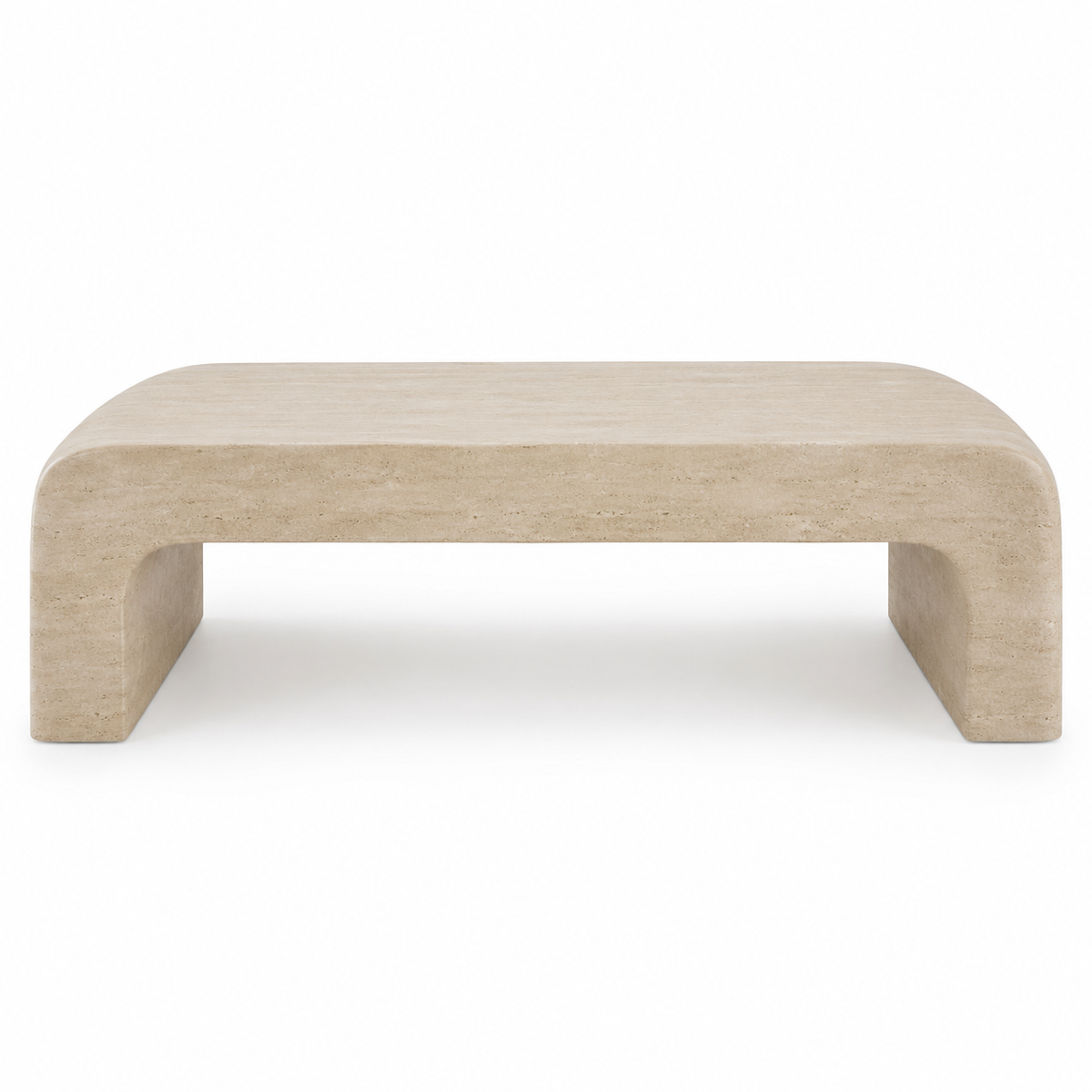 Table basse effet travertin beige aux angles arrondis 100x60x38 cm