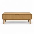 Table basse en chêne naturel à façade rainurée 120x60x42 cm