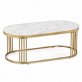 Table basse effet marbre blanc avec piètement laiton 90x55x40 cm