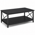 Table basse noire à double plateau style industriel 100x55x45 cm