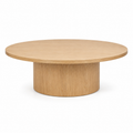 Table basse ronde en chêne clair à pied central 85x85x40 cm