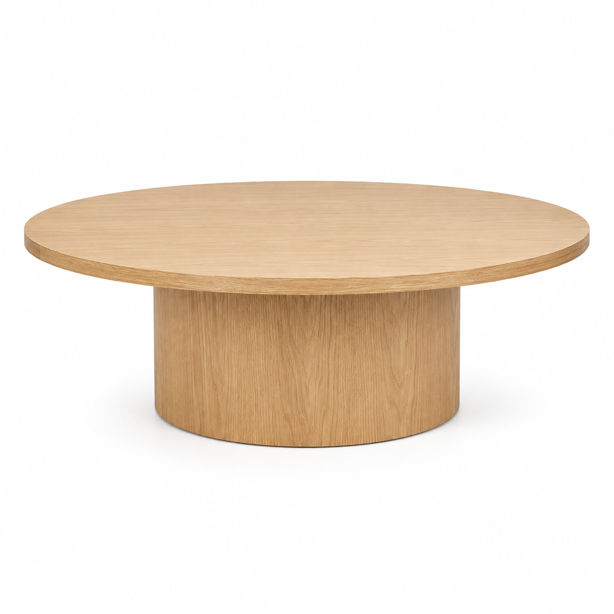 Table basse ronde en chêne clair à pied central 85x85x40 cm