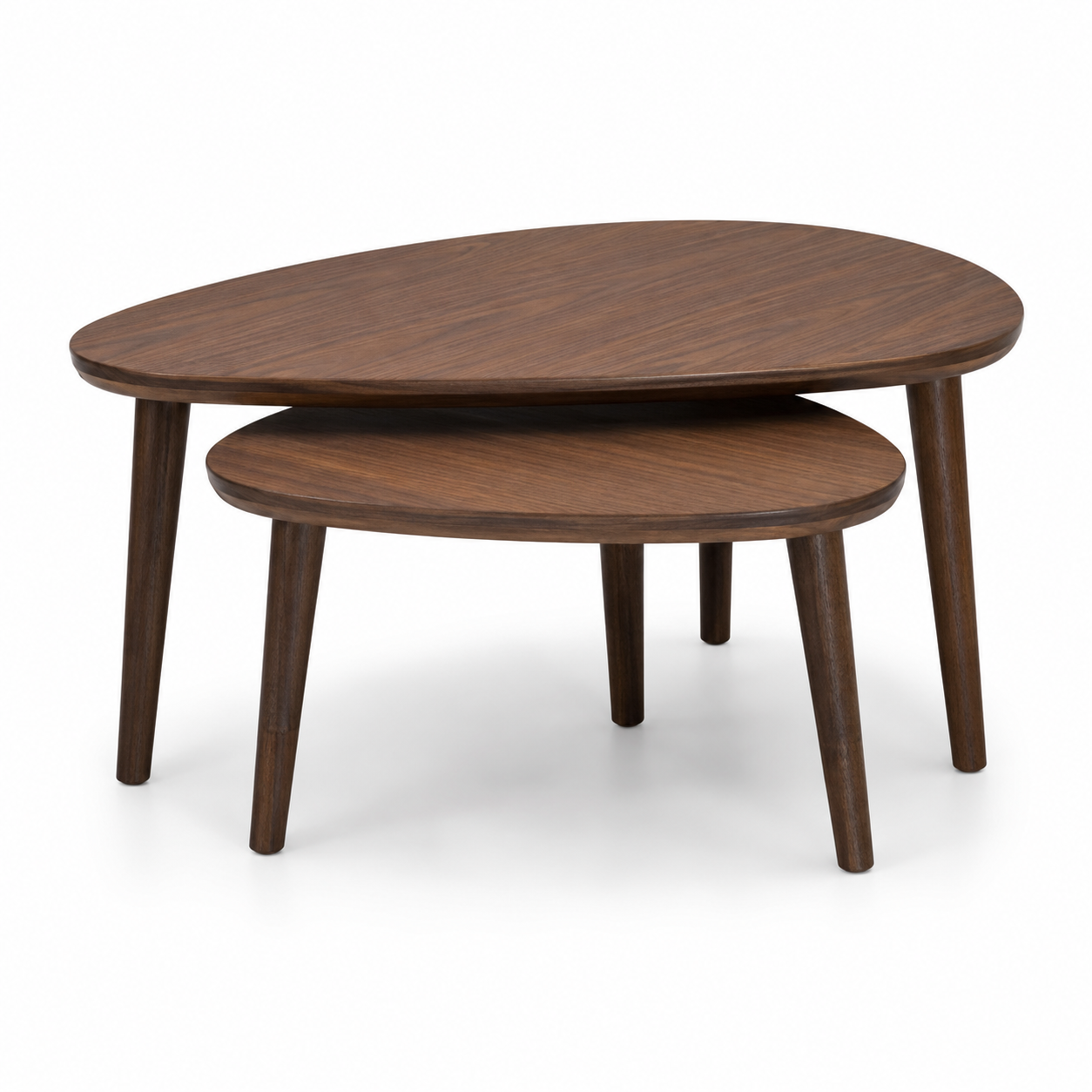 Tables basses gigognes effet noyer lot de 2 70x50x42 cm