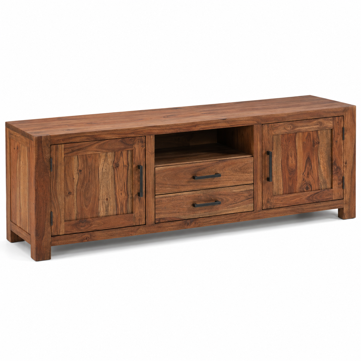 Meuble TV en acacia massif brun 170x42x52 cm
