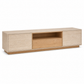 Meuble TV effet travertin beige et chêne 180x45x50 cm