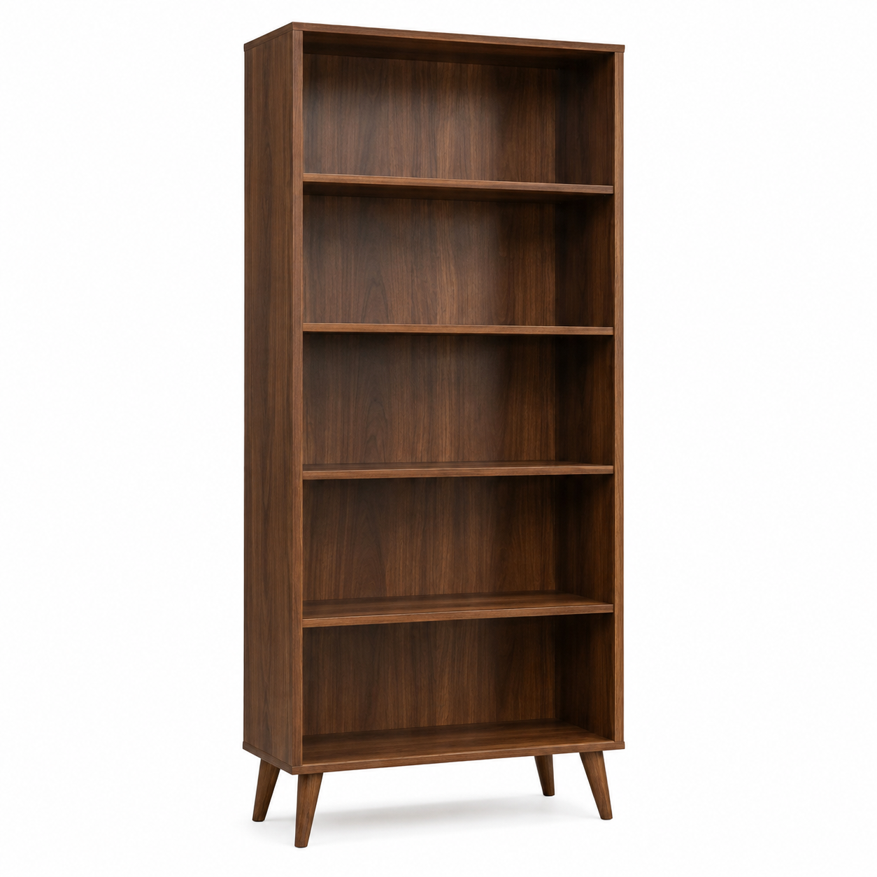 Bibliothèque effet noyer à 5 étagères 80x32x180 cm