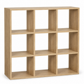 Bibliothèque cube effet chêne 9 niches 110x30x110 cm