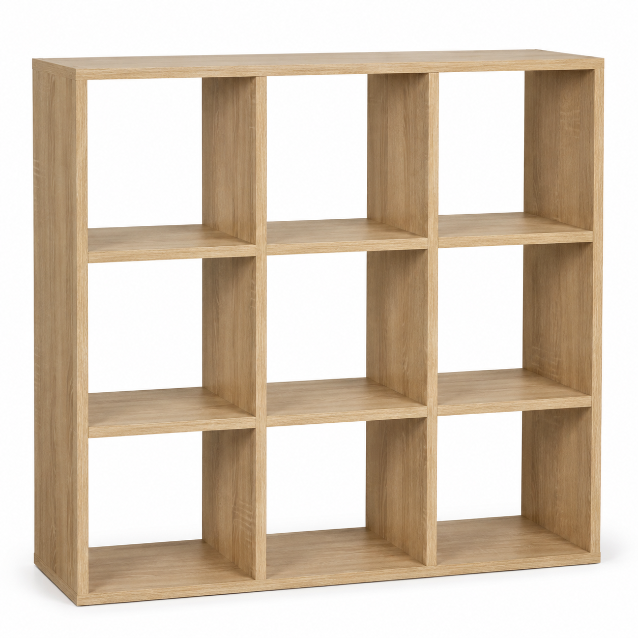 Bibliothèque cube effet chêne 9 niches 110x30x110 cm