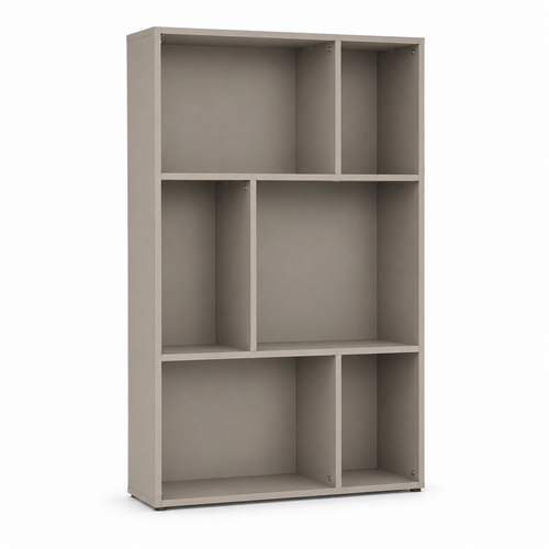 Bibliothèque modulaire grège à 6 compartiments 120x32x180 cm
