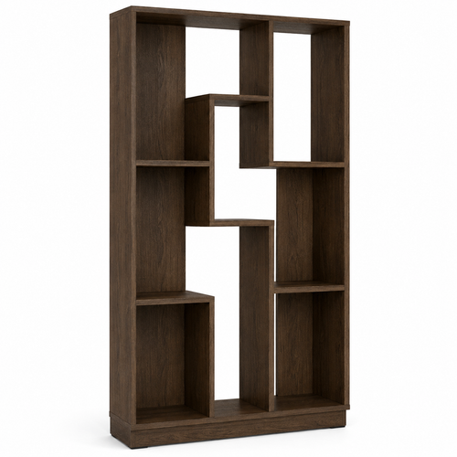 Bibliothèque asymétrique effet chêne foncé 100x30x180 cm